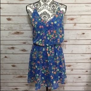 Lush Nordstrom blue floral print halter dress